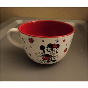 Disney Mickey & Minne " I Love U" Heart Pattern Large Mug. NWOT